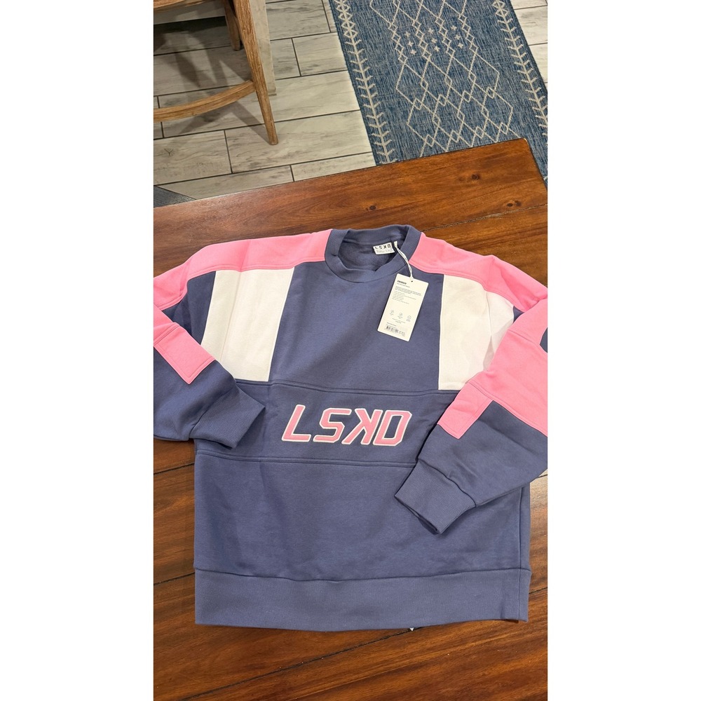 LSKD Slam‎ Oversized Sweater Night Shadow Rosebloom XL Pullover Fleece NEW NWT